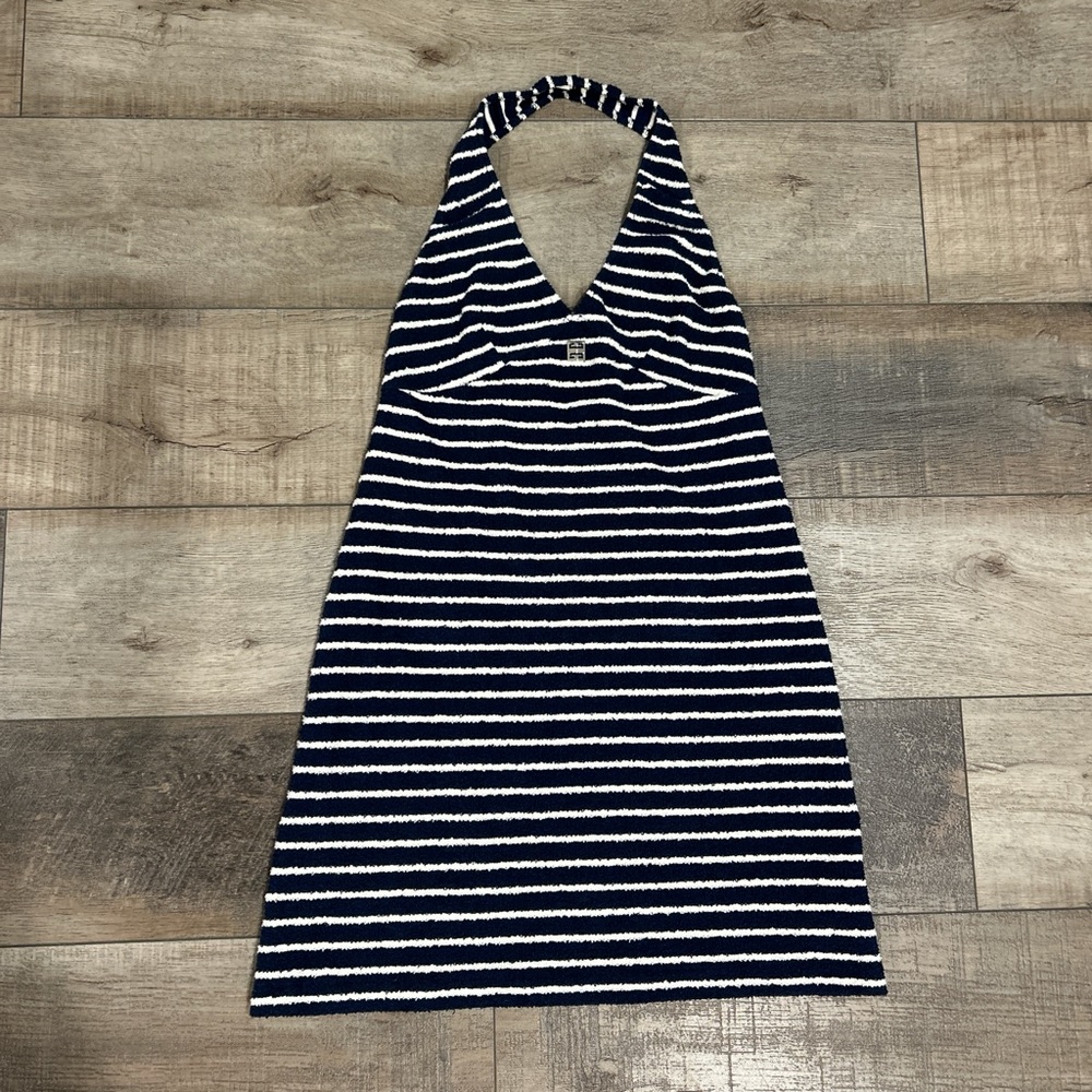 Givenchy striped terry halter neck mini dress in navy - Picture 4 of 10